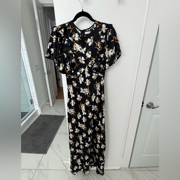 Dôen Silk Black Floral Maxi Dress - Picture 4 of 6
